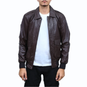 Dark Brown Bomber Leather Jacket
