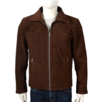 Dark Brown Suede Leather Jacket For Men