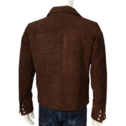 Dark Brown Suede Leather Jacket For Men - Image 2