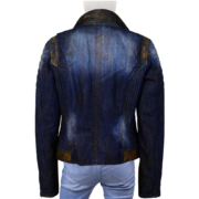 Denim Blast Blue Jacket With Zippers For Women - Image 2