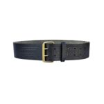 Double Prong Celtic Knot Embossed Black Leather Kilt Belt