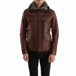 Evan Hart Fur Brown Leather Jacket