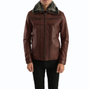 Evan Hart Fur Brown Leather Jacket