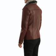Evan Hart Fur Brown Leather Jacket - Image 2