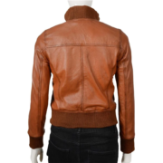 Flap Pockets Rust Color Real Leather Jacket - Image 2