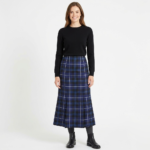 Fluted Long Tartan Skirt