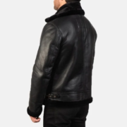 Francis B-3 Black Leather Bomber Jacket - Image 2