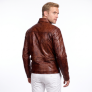 Abstract Maroon Leather Jacket - Image 2