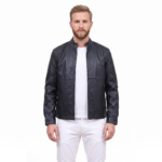 Black Basic Genuine Leather Jacket
