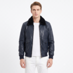 Airin G-1 Black Leather Bomber Jacket