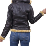 Golden Shearling Black Real B3 Bomber Leather Jacket For Women - Image 2
