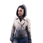 Gray And White Gradient Jacket With Hoodie
