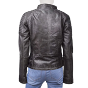 Gray Wax Leather Jacket Stylish Zippers Jacket For Women - Image 2
