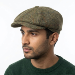 Green Herringbone Harris Tweed Newsboy Cap Made in Scotland S-XXL