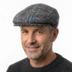 Grey Check Harris Tweed Flat Cap Made in Scotland S-XXL