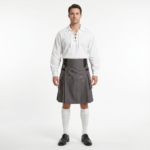 Grey Utility Kilt with Adjustable Straps and Pockets