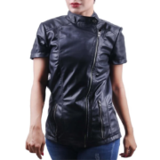 Half Sleeves Leather Jacket For Women