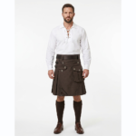 Heavy Duty Denim Kilt With Leather Straps