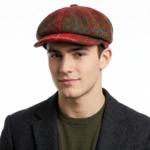 Heddle & Reed Harris Tweed Lds Baker Boy Red Check