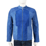 High Quality Blue Suede Leather Jacket