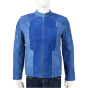 High Quality Blue Suede Leather Jacket