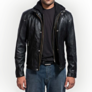 Highschool Black Hooded Leather Jacket