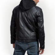 Highschool Black Hooded Leather Jacket - Image 2
