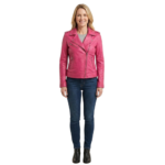 Hot Pink Leather Biker Jacket