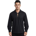 Jacobite Ghillie Kilt Shirt Black - Scottish Heritage
