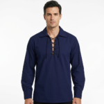 Jacobite Ghillie Kilt Shirt Navy Blue - Premium Quality