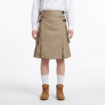 Khaki Kilt with Leather Straps