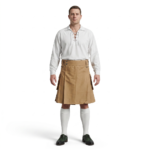 Khaki Utility Kilt with Black Leather Straps