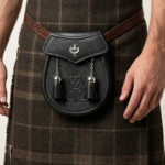 Kids Thistle Embossed Kilt Sporran Thistle Emblem & Chain Belt 216B