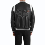 Liberte New York Black Leather Varsity Jacket - Image 2