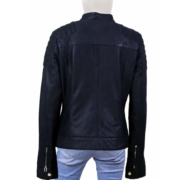 Long Sleeves And Quilted Black Leather Jacket For Women - Image 2