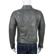 Men Vintage Cafe Racer Leather Jacket - Image 2