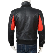 Men`s Black Leather Motorcycle Jacket With Spliced - Image 2