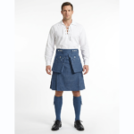Mens Blue Denim Kilt with Large Pocket