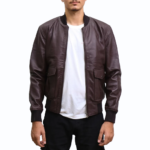Men’s Brown Aviator Bomber Leather Jacket