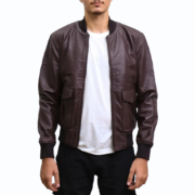 Men’s Brown Aviator Bomber Leather Jacket