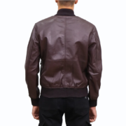 Men’s Brown Aviator Bomber Leather Jacket - Image 2