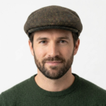 Men's Brown Fleck Harris Tweed Flat Cap One Size