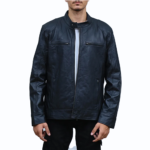 Men’s Cafe Racer Lambskin Black Leather Jacket