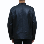 Men’s Cafe Racer Lambskin Black Leather Jacket - Image 2