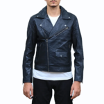 Men’s Classic Black Leather Biker Jacket