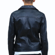 Men’s Classic Black Leather Biker Jacket - Image 2