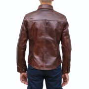 Mens Cyrus Brown Leather Jacket - Image 2
