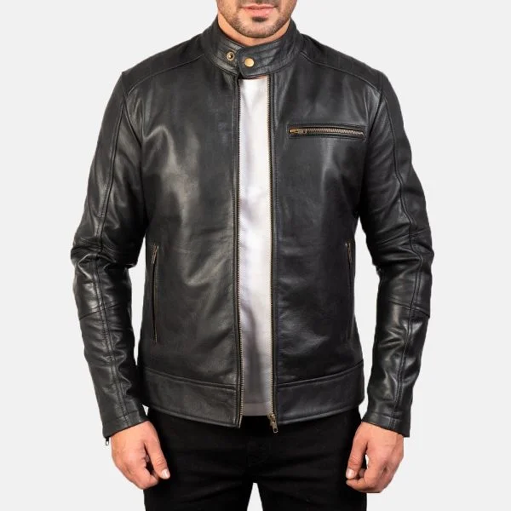 Men’s Dean Black Leather Biker Jacket Men’s Dean Black Leather Biker Jacket - Image 1