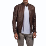 Men’s Dean Brown Leather Biker Jacket