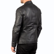 Men’s Ionic Black Leather Jacket - Image 2